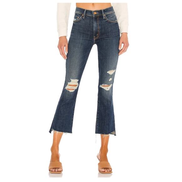Mother Denim - Mother Insider Crop Step Fray Distressed Wildflower Boot High Rise Jeans 26